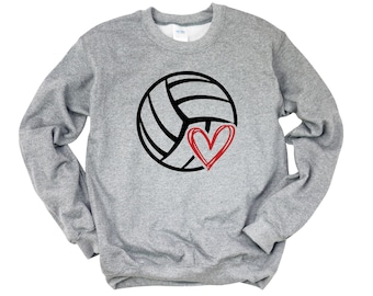 Volleyball Heart Graphic Sweatshirt Girls Volleyball Gift