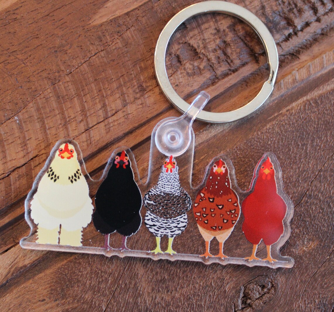 Chicken Keychain Keychain Chicken Key Chain of Chickens Etsy