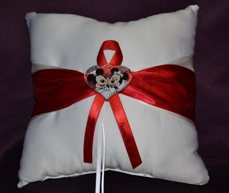 Disney Mickey Minnie Mouse Wedding Ring Bearer Pillow Etsy