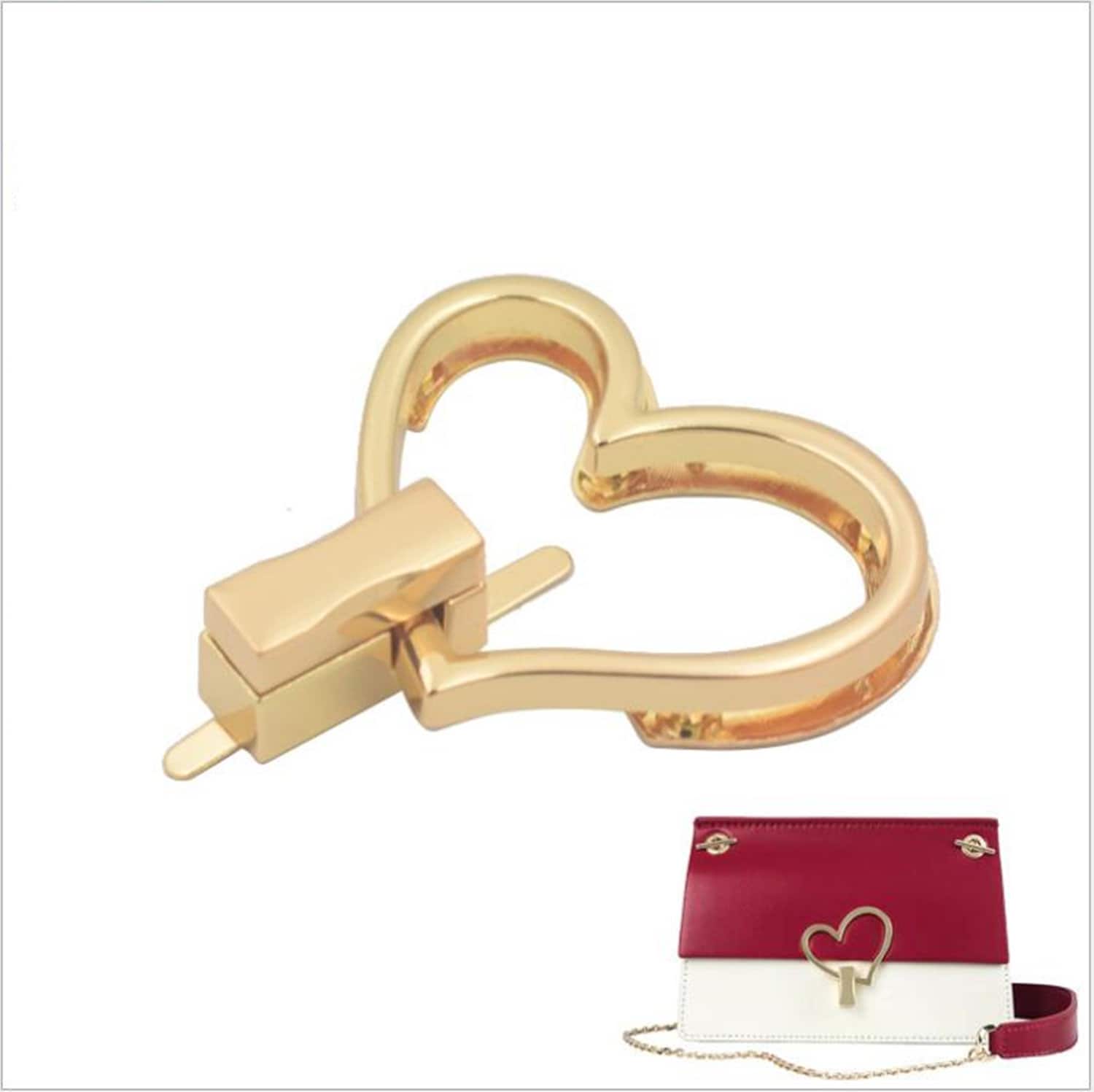 DOITOOL 3 Sets Love Lock Handbag Lock Plating Heart- Shaped Lock Bag  Hanging Lock Keyed Padlocks Mini Padlock Heart-Shaped Wishing Lock Plating