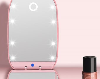 Lighted Makeup Mirror Vanity Mirror Touch Screen Dimming Detachable 2X Magnification Spot Mirror Portable Convenience Clarity CosmeticMirror