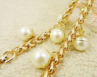 8mm Golden Purse Metal Chain, Pearl Wheat Chain, Purse Chain Strap, Replacement Shoulder Chains, Cross body Chain, Smooth Surface