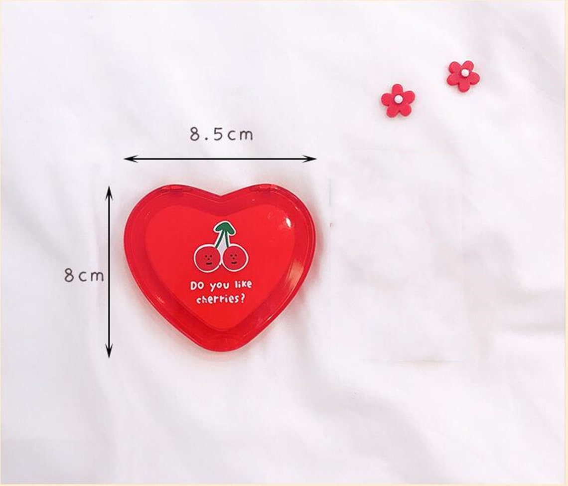 Pocket Mirror Magnification Mirror Heart Shape Mirror Cute Etsy