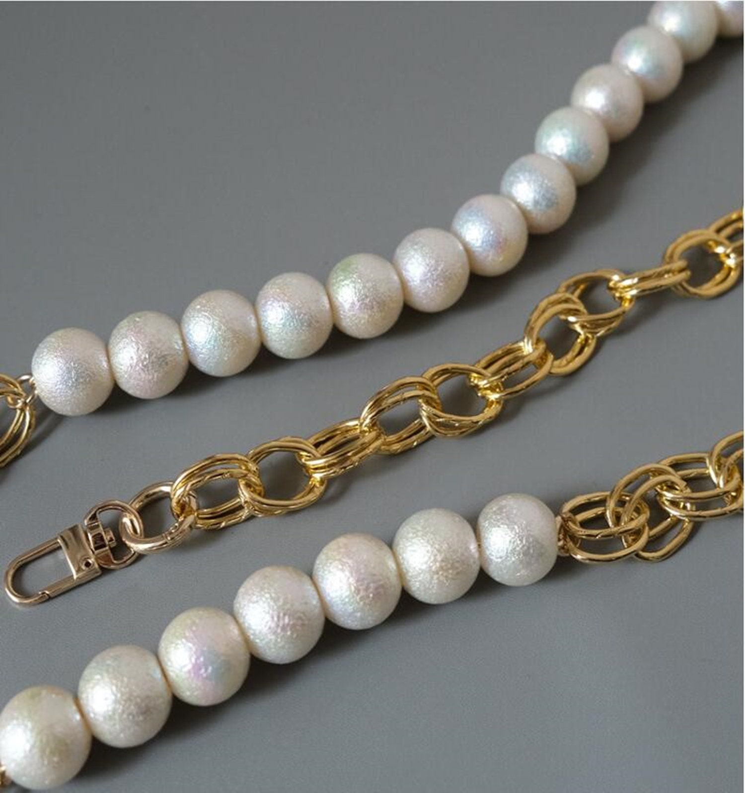 Bitray Imitation Large Pearl Bead Short Handle Replacement DIY Chain Strap