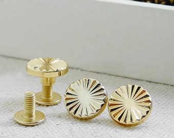 10PCS 11mm Golden Plated Flower Purse Screw, Handbag Supply With High Quality, Fashion Purse Hardware For Whole Sale, DIY