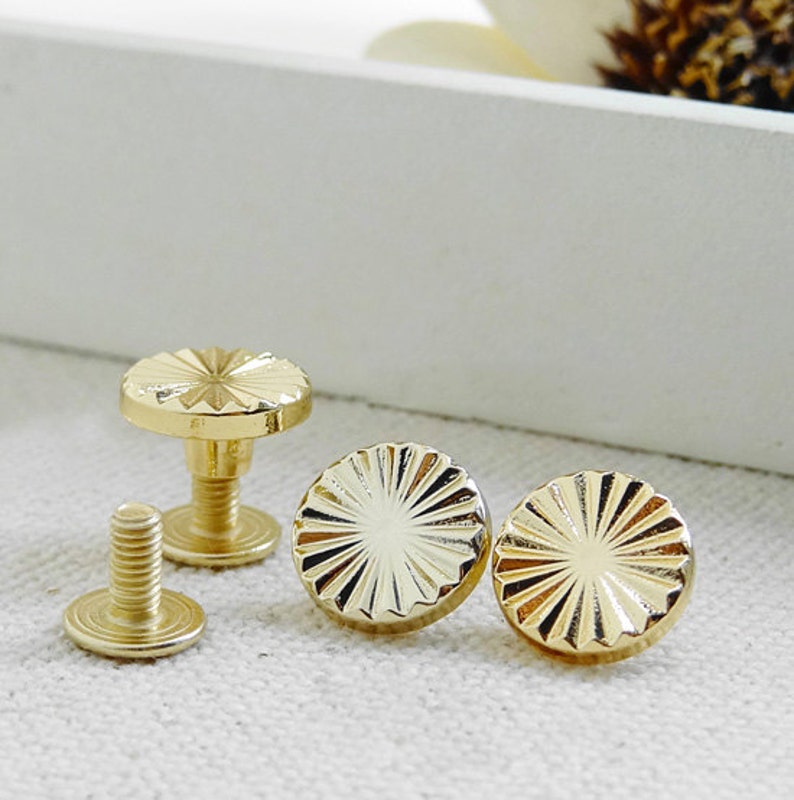 10PCS 11mm Golden Plated Flower Purse Screw, Handbag Supply With High Quality, Fashion Purse Hardware For Whole Sale, DIY image 1