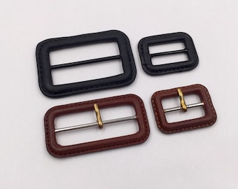 High Quality PU Leather Button Black Square Buckle Coat Belt Cuff Button Clip Three Stop Button Wind Coat Button Replacement ButtonDIYMaking