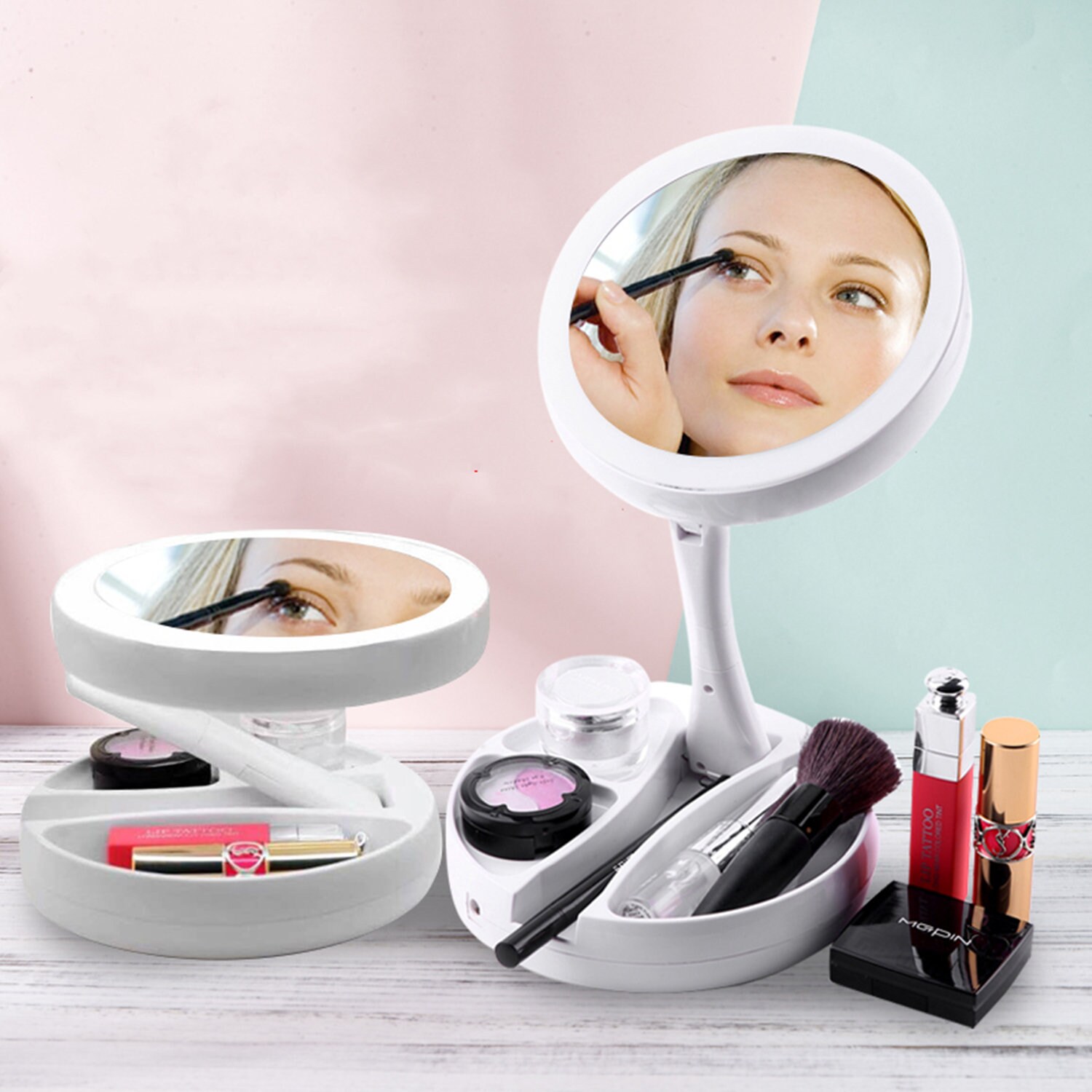 Mirror Led With Light Makeup Mirror Doublesided Desktop Etsy