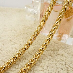 7mm Golden Purse Metal Chain, Pearl Wheat Chain, Purse Chain Strap, Replacement Shoulder Chains, Cross body Chain, Smooth Surface