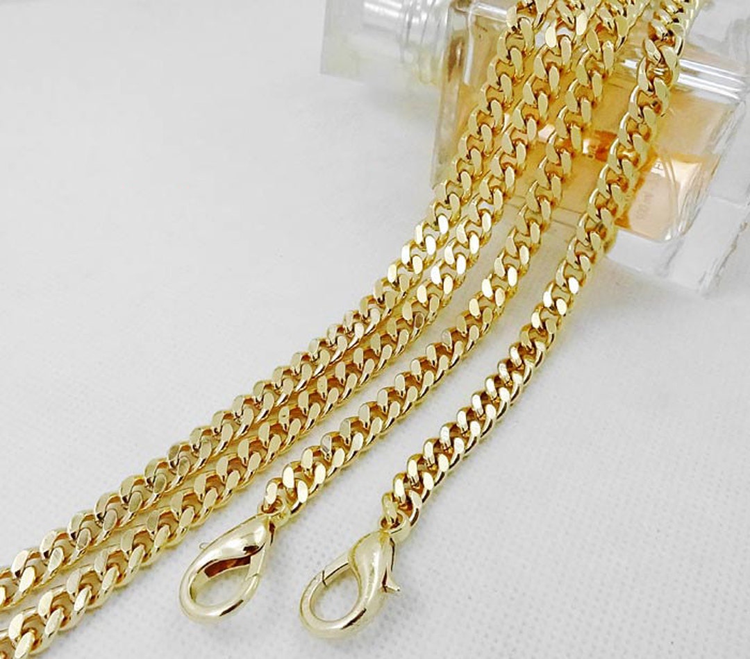 5mm Full Copper Purse Chain, Golden Purse Chain, Mini Bag Chain, Curb