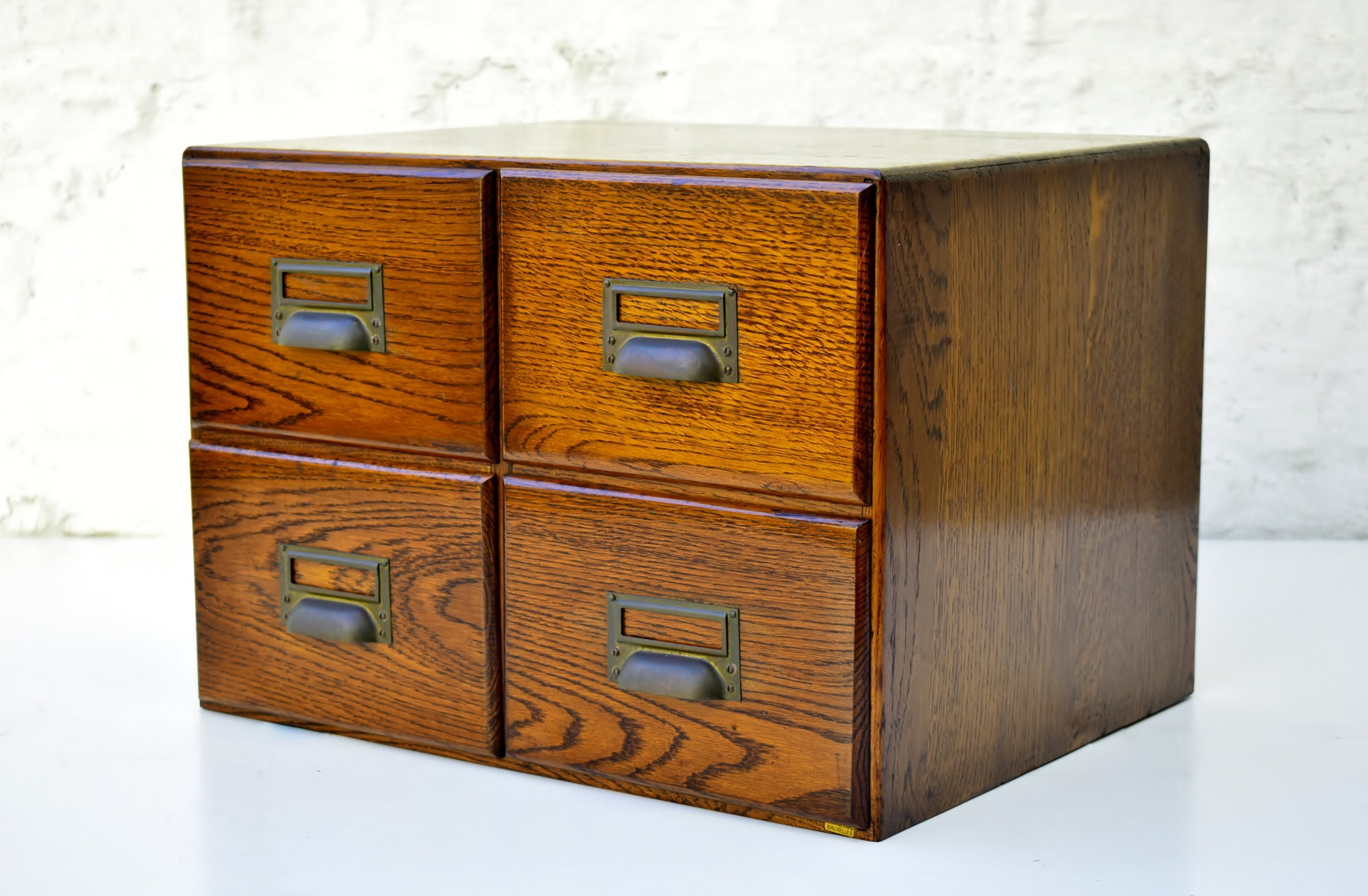 Wooden Index Card Holder Library Card Catalog Antique Desk Etsy