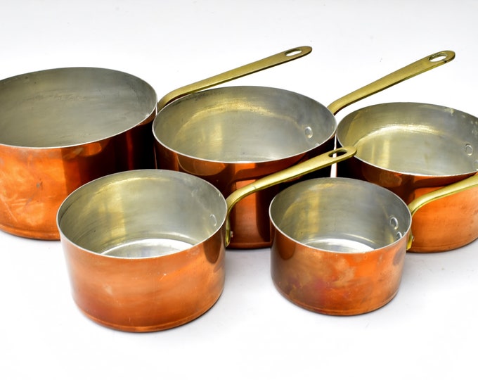 Antique Copper Pots and Pans Set of 5 Kitchen Mattilon Etsy