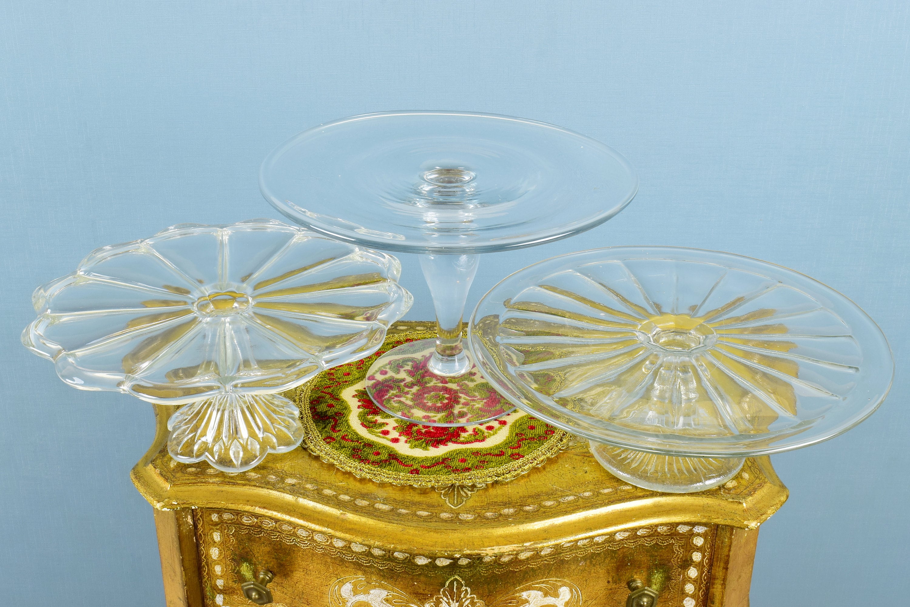 Art Deco Food Display Stands 3 Transparent Glass Serving Etsy