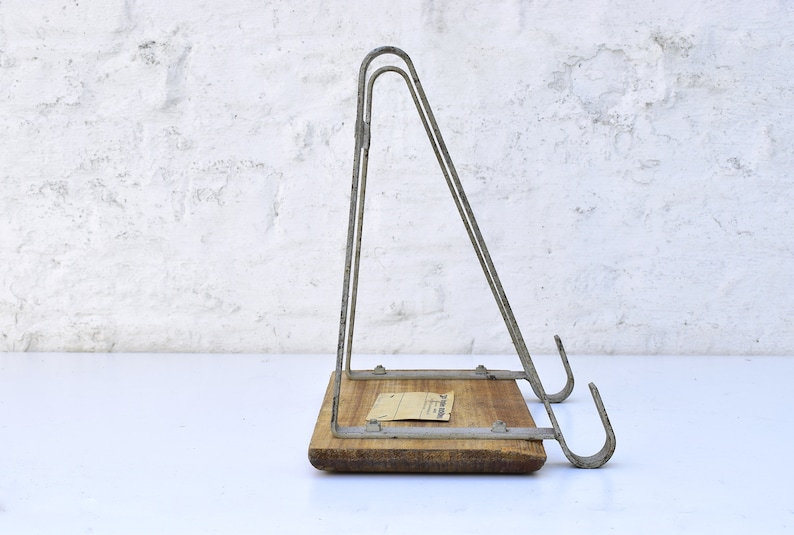 Retro Ladder Platform Antique Tools and Paint Bucket Stair Shelf in Beech Mid Century Vintage Industrial Design Nantes France 1950s.