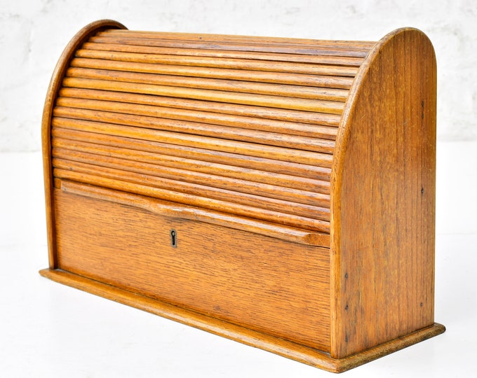Antique Roll Top Letter Holder Tambour Desk Mail Organizer Large