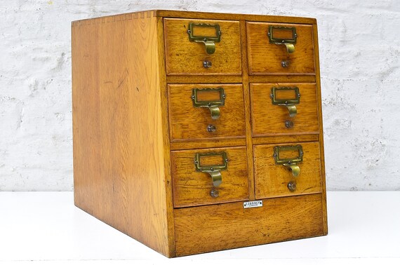 Wooden Index Card Holder Library Card Catalog Antique Desk Etsy