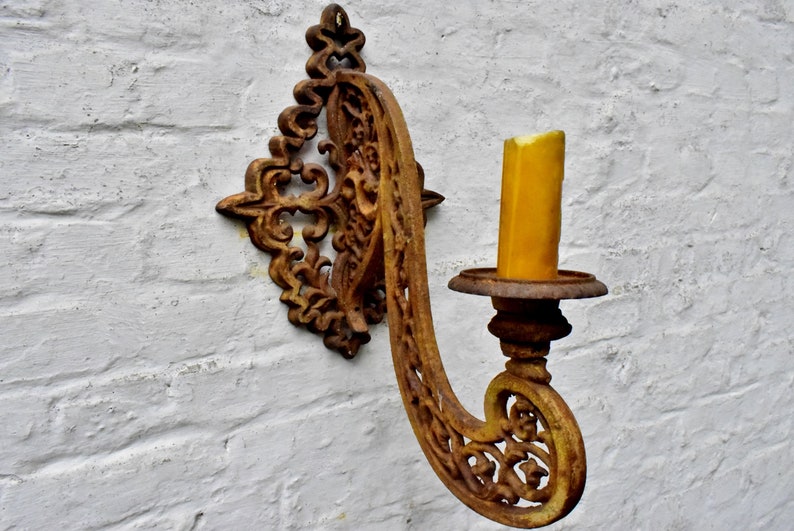 Rustic Cast Iron Wall Decor Antique French Garden Lighting Image 0