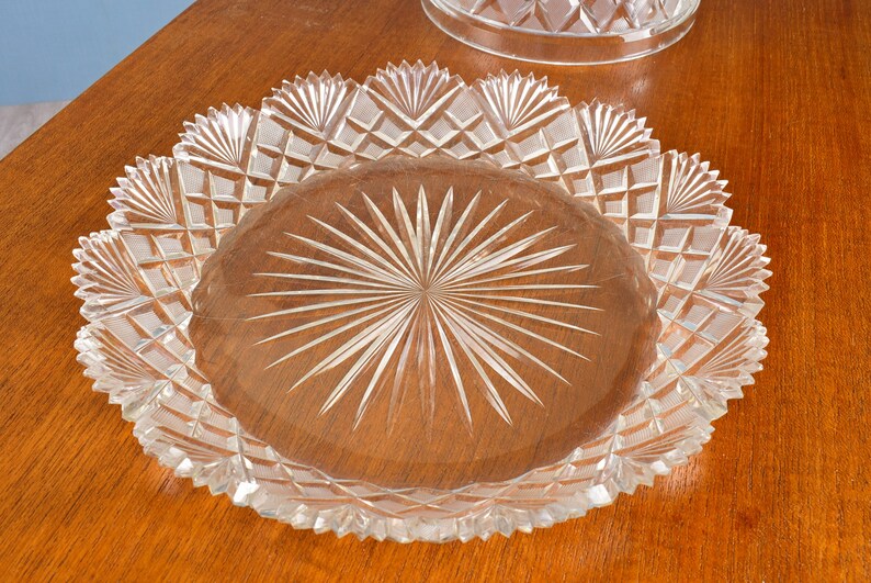 Art Deco Crystal Cheese Plate with Dome an Antique Diamond Etsy