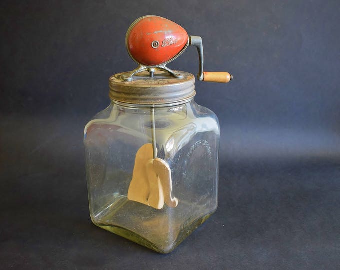 Vintage 4 Quart Glass Butter Churn With Metal Paddles Unknown Etsy
