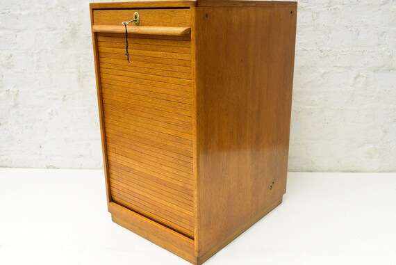 Fortschritt Tambour Roll Top Door Cabinet Vintage Wooden Etsy