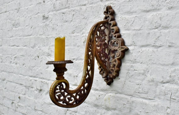 Rustic Cast Iron Wall Decor Antique French Garden Lighting Image 0
