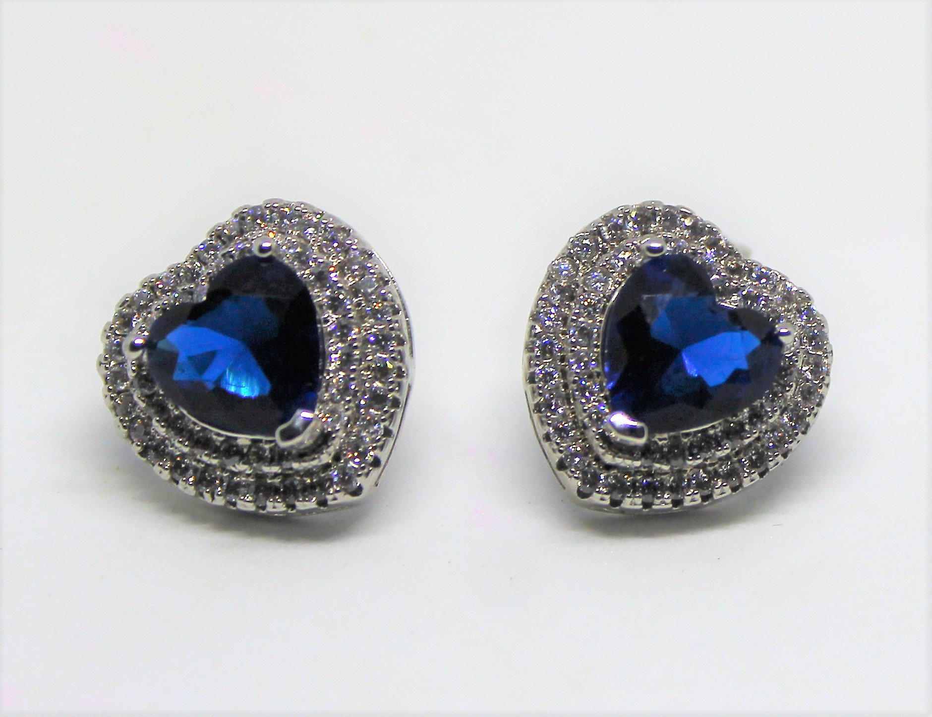 Blue sapphire stud earrings 925 Sterling silver earrings Etsy