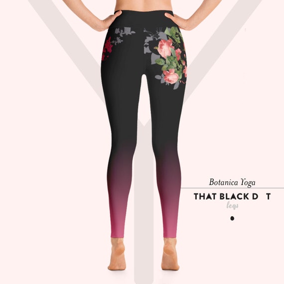 Cute Floral Leggings, Cool Flower Legging, Trendy Rose Yoga, Boho