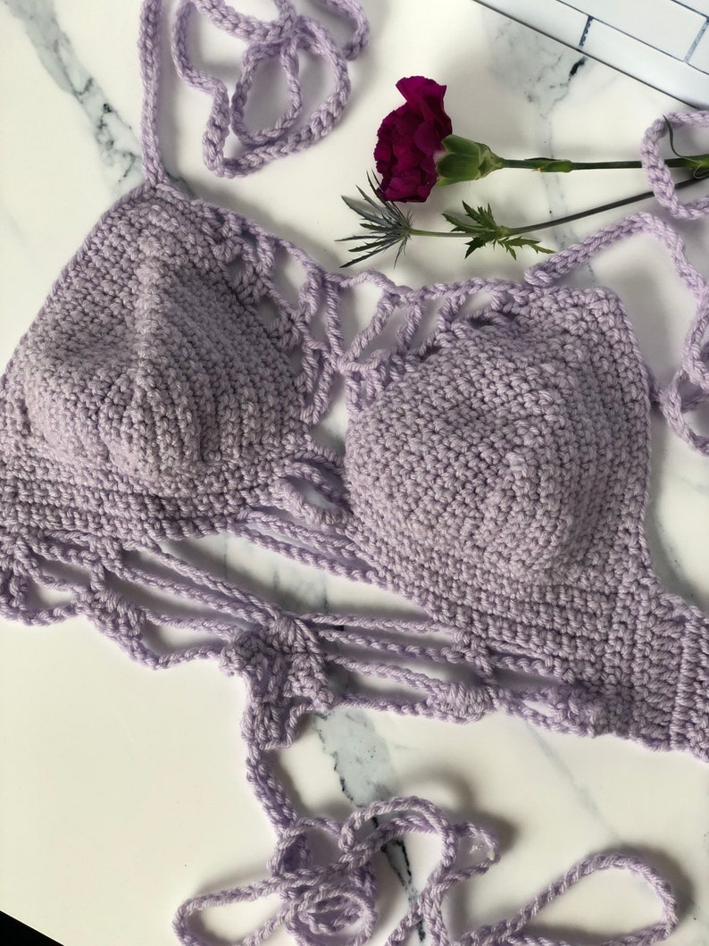 Flirty Festival Shirt Lingerie Party Gear Burner Top Bikini Top OOAK Crochet Top Concert Halter Top Unique Boho Summer Top Bralette