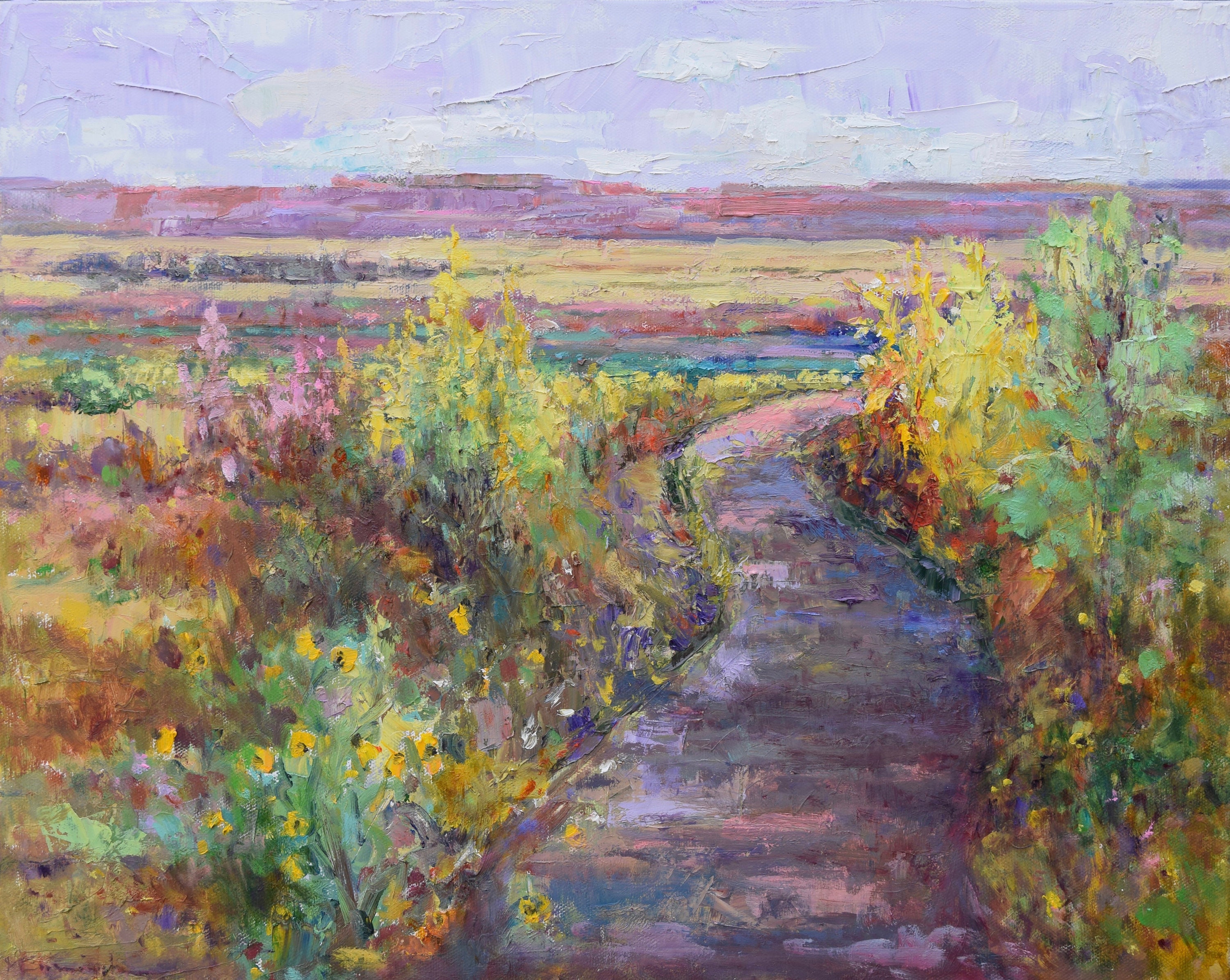 Colorful Original Landscape with Curving Path