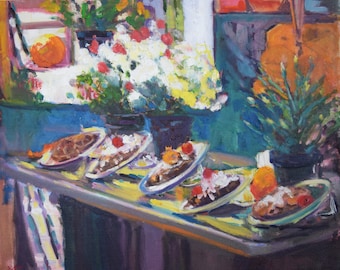 Waffle House Still Life Painting, Window Display
