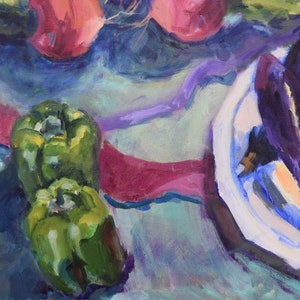 Oil Still Life Painting of Vegetables, Kitchen Art on Clearance Sale image 6