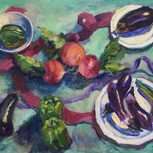 Oil Still Life Painting of Vegetables, Kitchen Art on Clearance Sale image 4