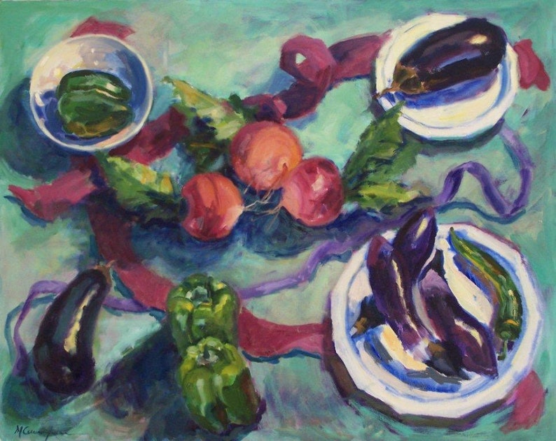 Oil Still Life Painting of Vegetables, Kitchen Art on Clearance Sale image 4