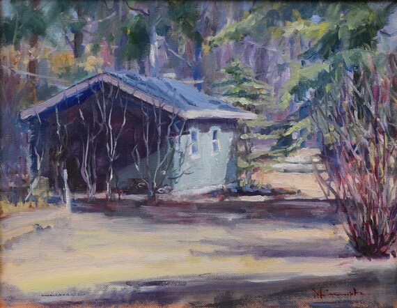 Cabin Art Minnesota Landscape Cabin In The Woods Original Etsy