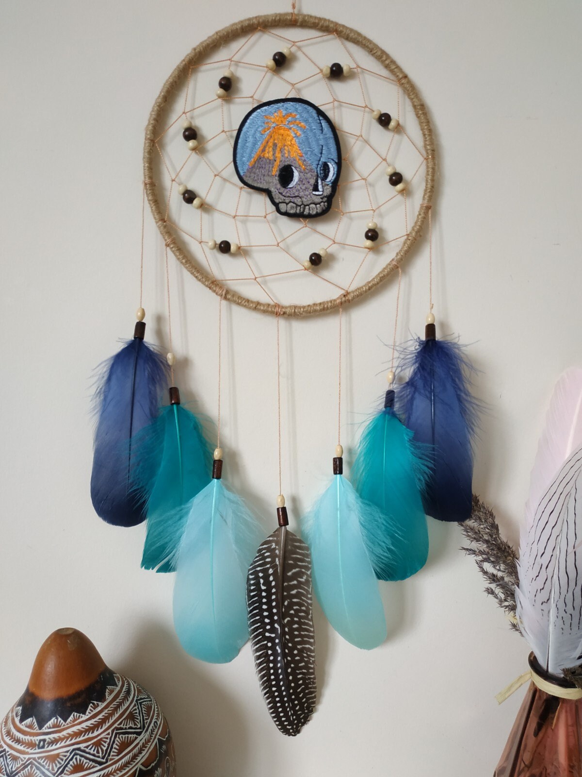 Aztec wall art Dream Catcher wall hanging Skull Dreamcatcher Etsy