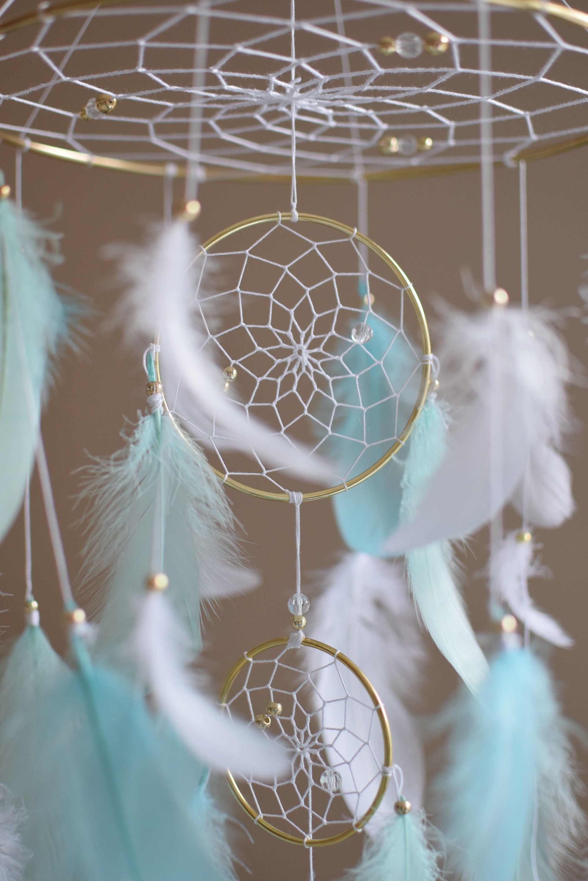 Feather Mobile Baby Mobile Dream Catcher Large Nursery Mobile Etsy