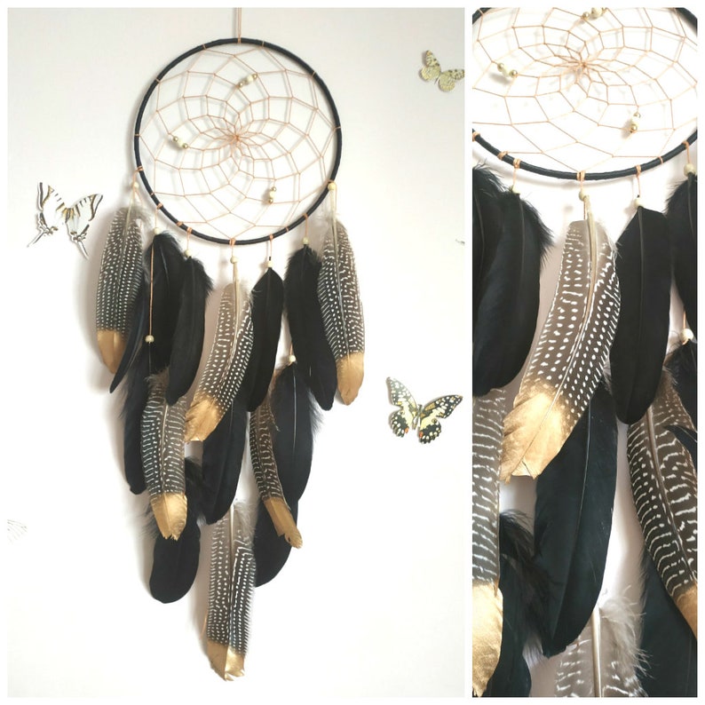 Traditional Dream Catcher Large Dreamcatcher Black Etsy