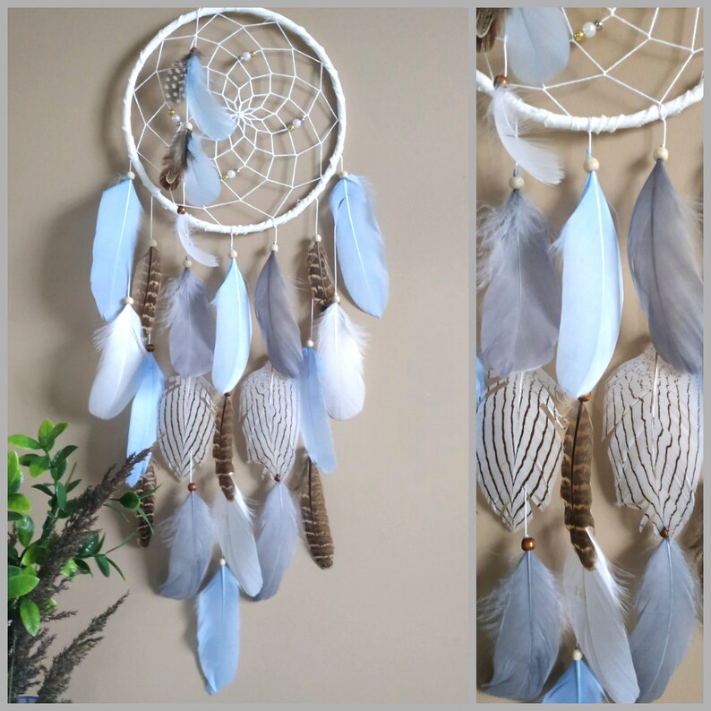 Big Dream Catcher Large Dreamcatcher Wall Hanging Blue White Etsy