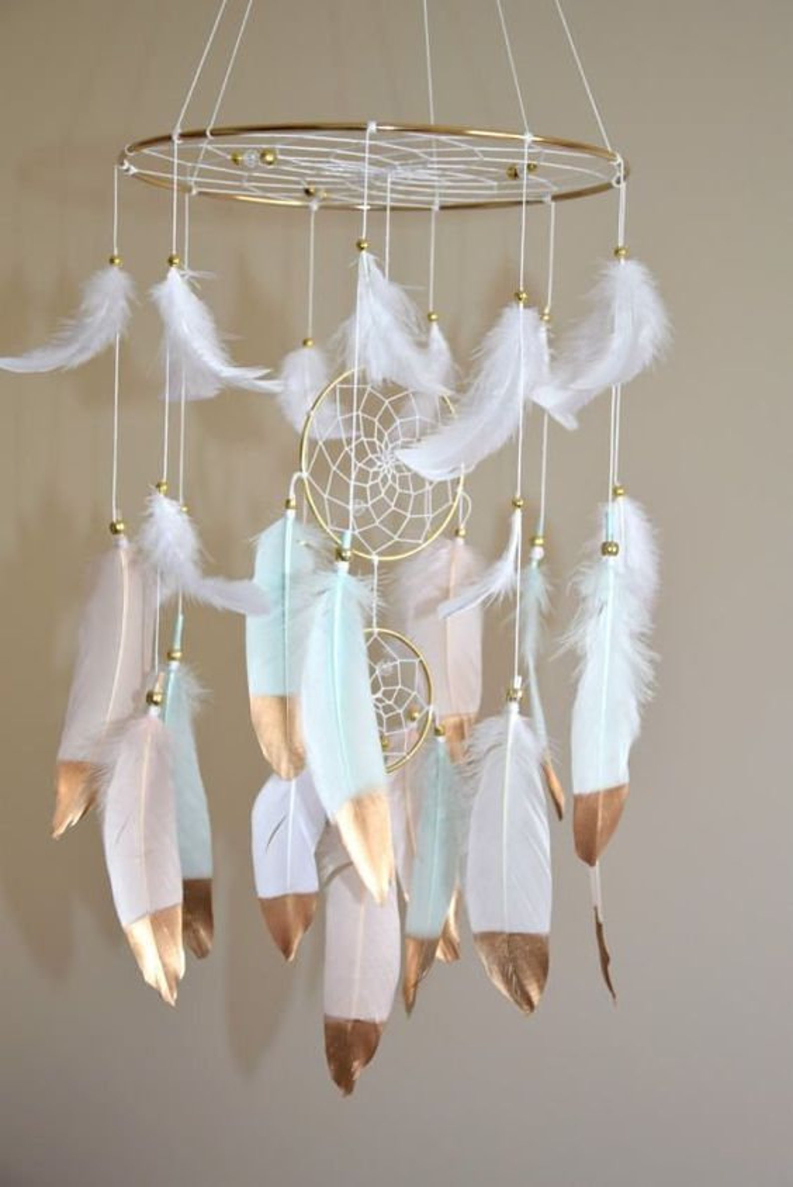 Large dream catcher for baby crib mobile gold baby mobile Etsy
