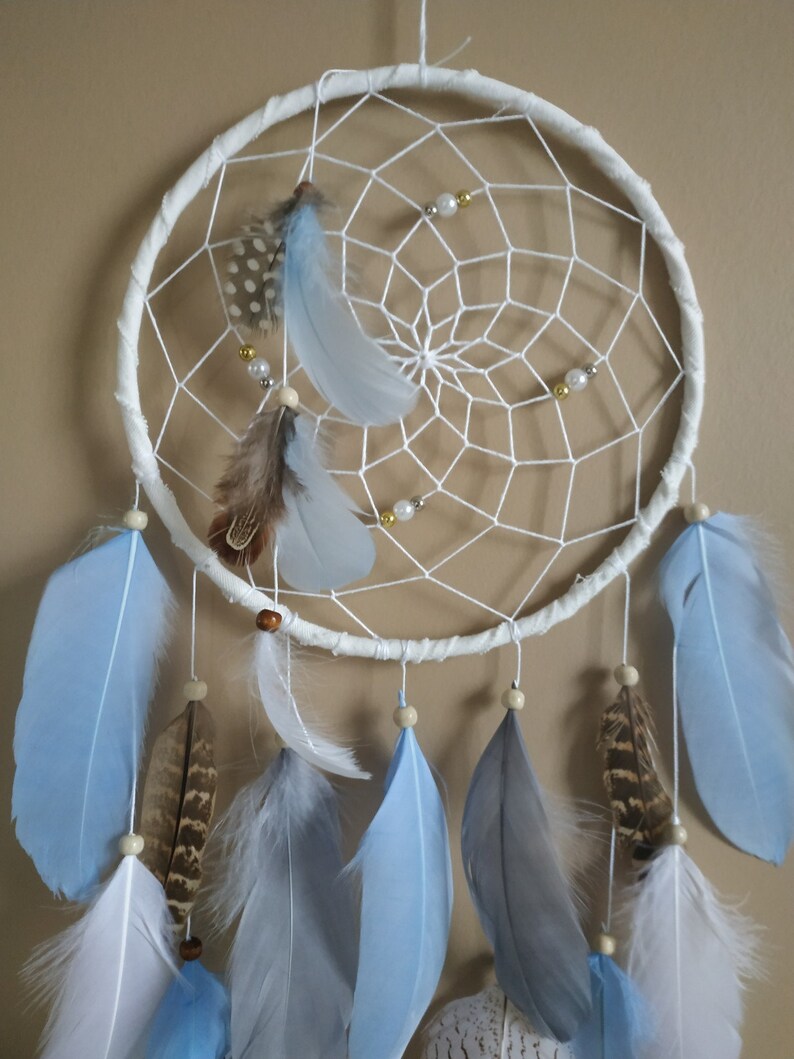 Big Dream Catcher Large Dreamcatcher Wall Hanging Blue White Etsy