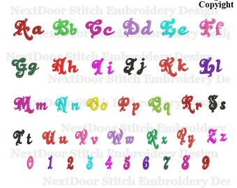 Block vine font embroidery design, curly Alphabet set, includes BX files , font-038