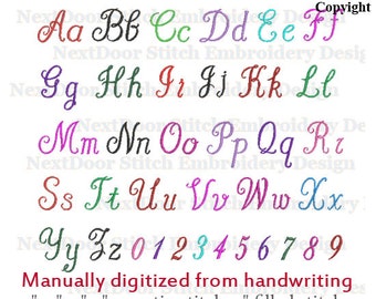 Fancy script font embroidery design, curly Alphabet set, includes BX files , font-034