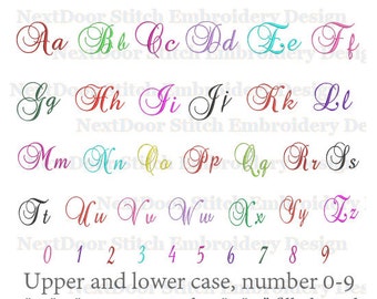 Block script font embroidery design, swirly Alphabet set, includes BX files , font-031