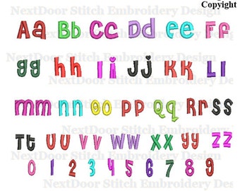 Thick font Alphabet set, Block kid font embroidery design, includes BX files, font-035