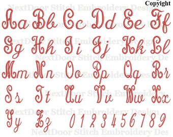 Vine font embroidery design, curly Alphabet set, includes BX files, font-015