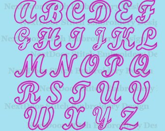 Monogram Machine Embroidery Applique Design, script letters big small cap A to Z, Digital Alphabet download, font-002