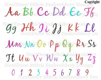Hand script font embroidery design, curly Alphabet set, includes BX files , font-036