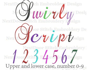 Swirly script font embroidery design, wedding Alphabet set, includes BX files , font-031c