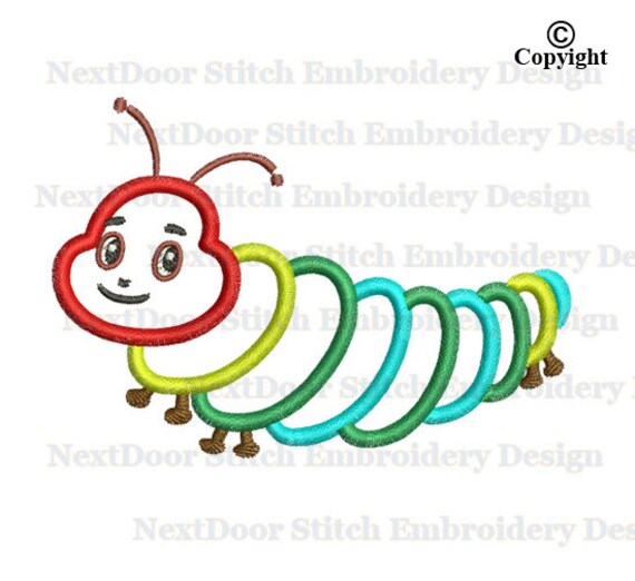 Caterpillar Embroidery Applique Design Machine Embroidery Etsy