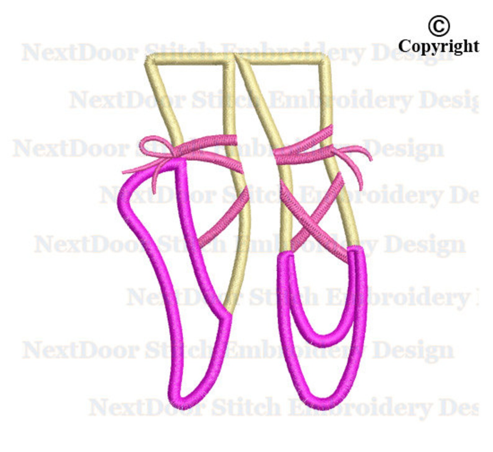 ballet shoes embroidery applique design, ballerina dancing applique download, sh-004